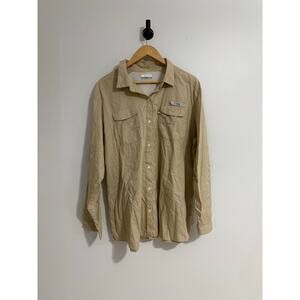 Columbia 3XL Mens PFG Beige Fishing Outdoor Performance Long Sleeve Shirt Cotton